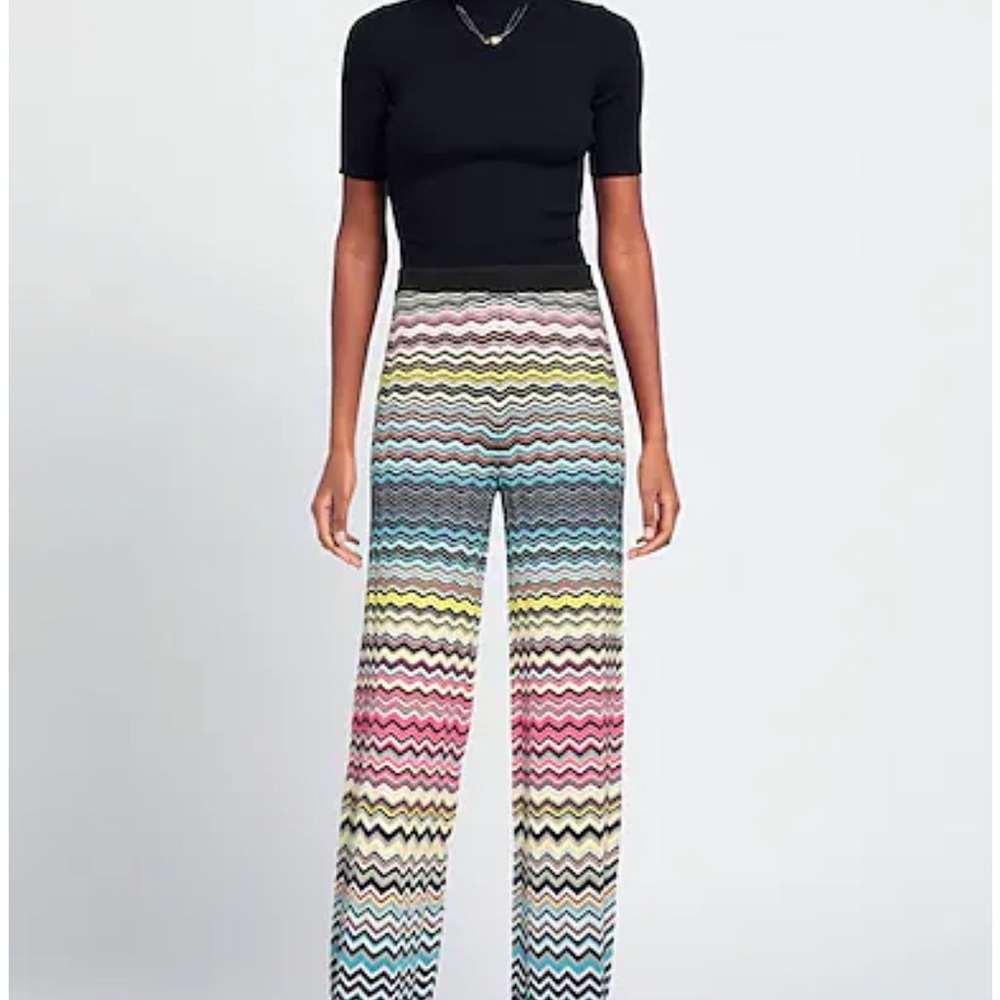 MISSONI Flared Multicolor Zigzag Patterned Women's Pants